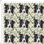 Floral Border Collie Fabric