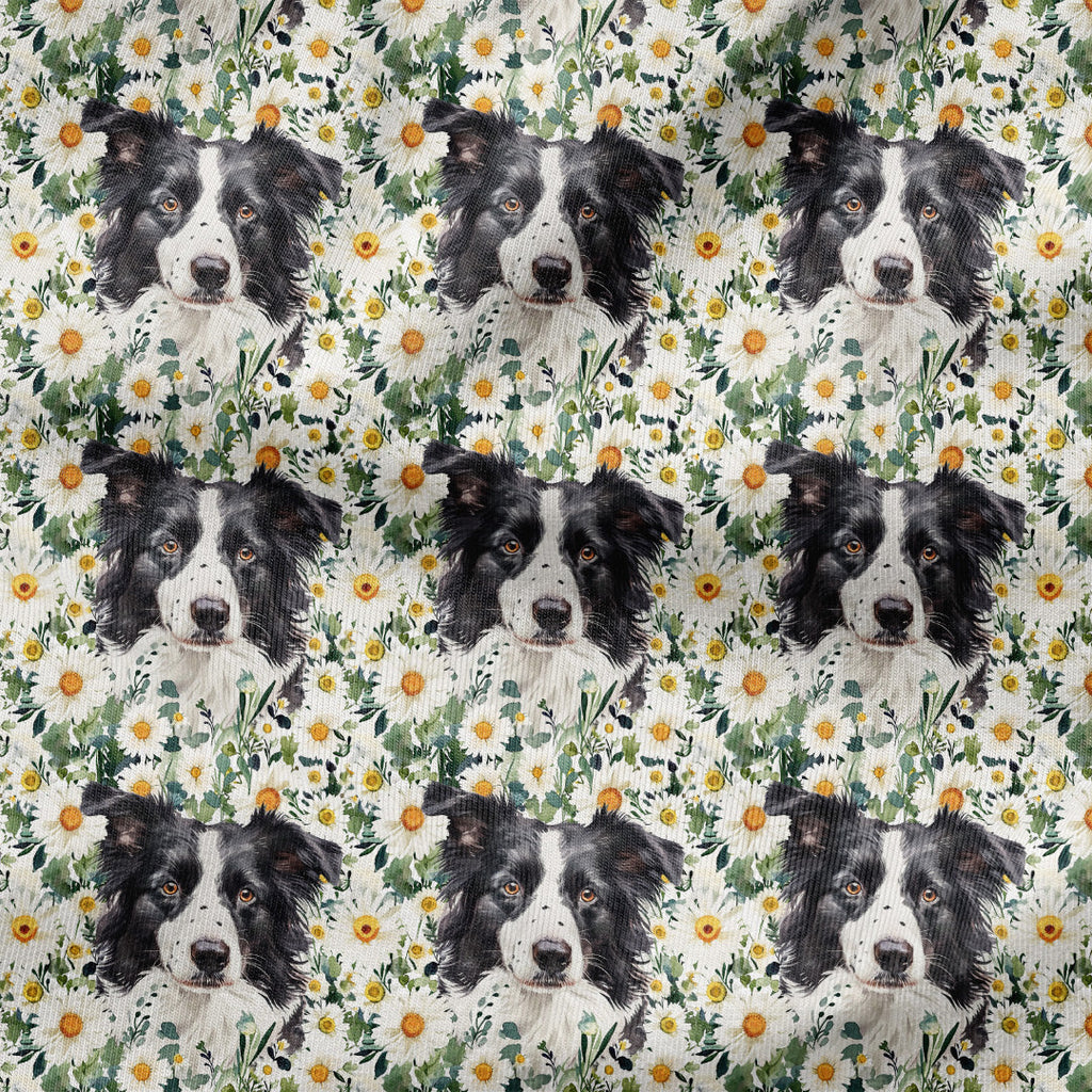 Floral Border Collie Fabric