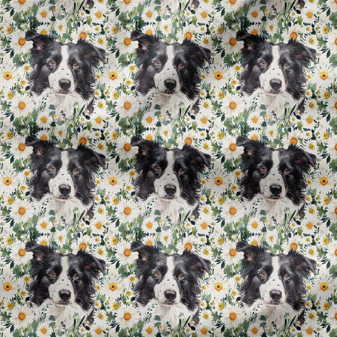 Floral Border Collie Fabric