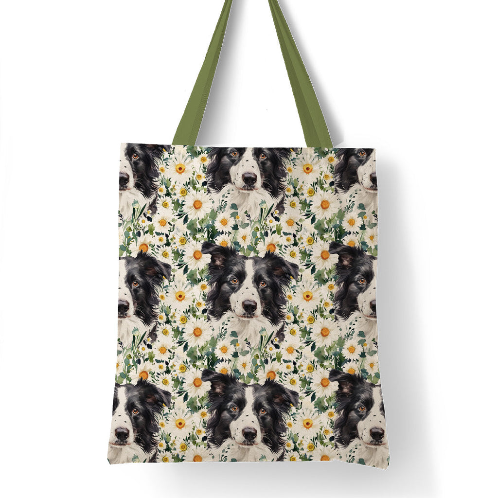 Floral Border Collie Fabric