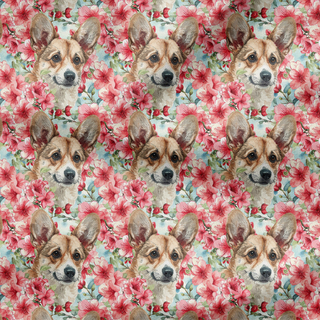 Floral Corgi Fabric