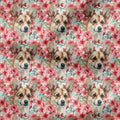 Floral Corgi Fabric
