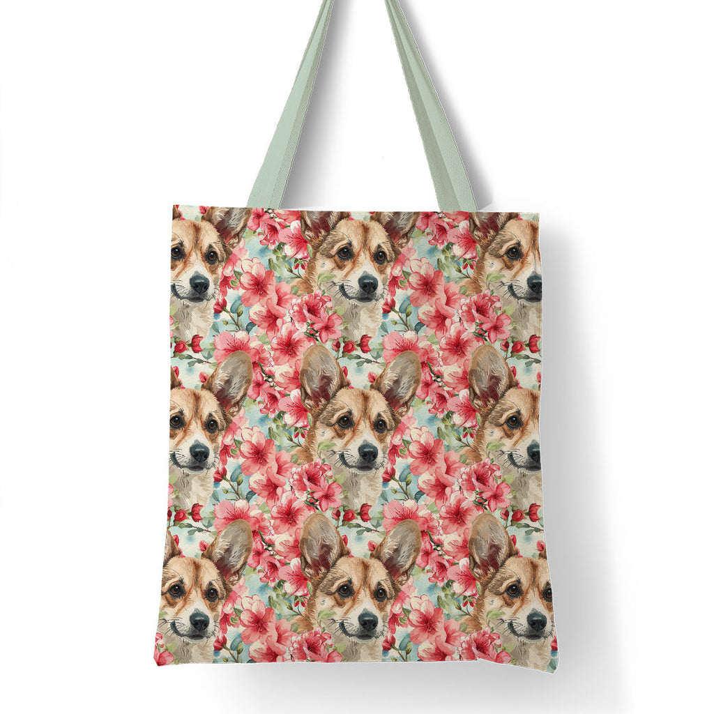 Floral Corgi Fabric