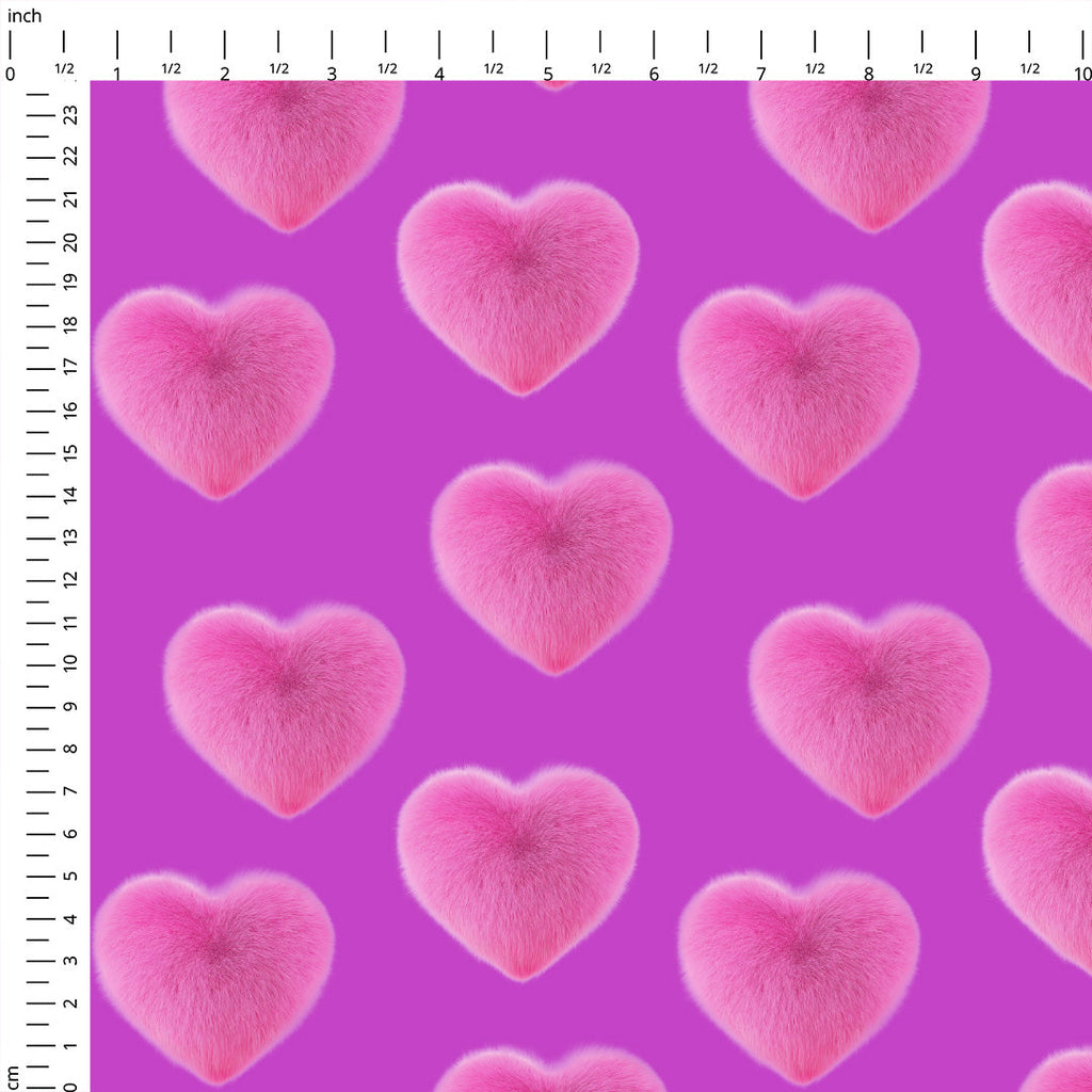 Fluffy Heart on Lilac Fabric