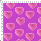 Fluffy Heart on Lilac Fabric