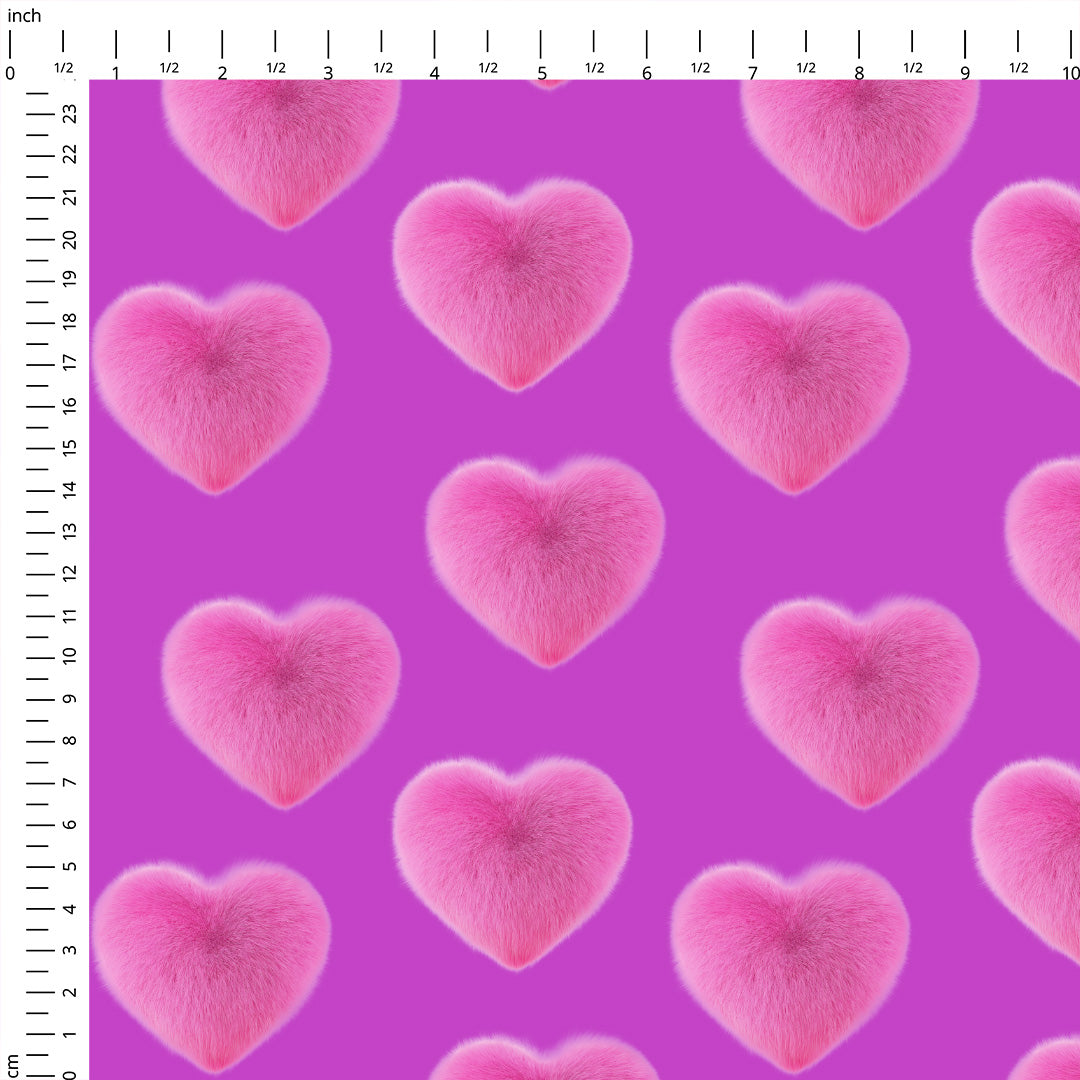 Fluffy Heart on Lilac Fabric