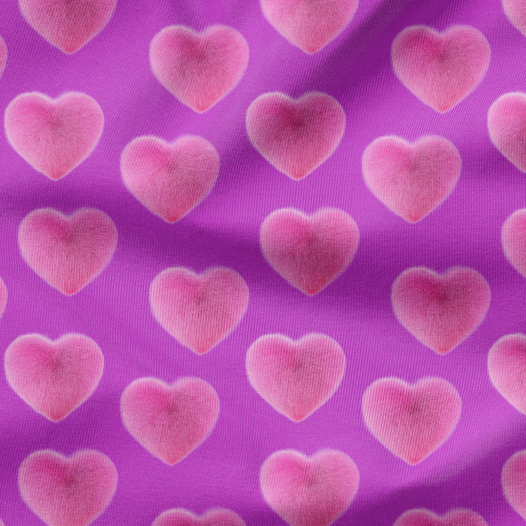 Fluffy Heart on Lilac Fabric