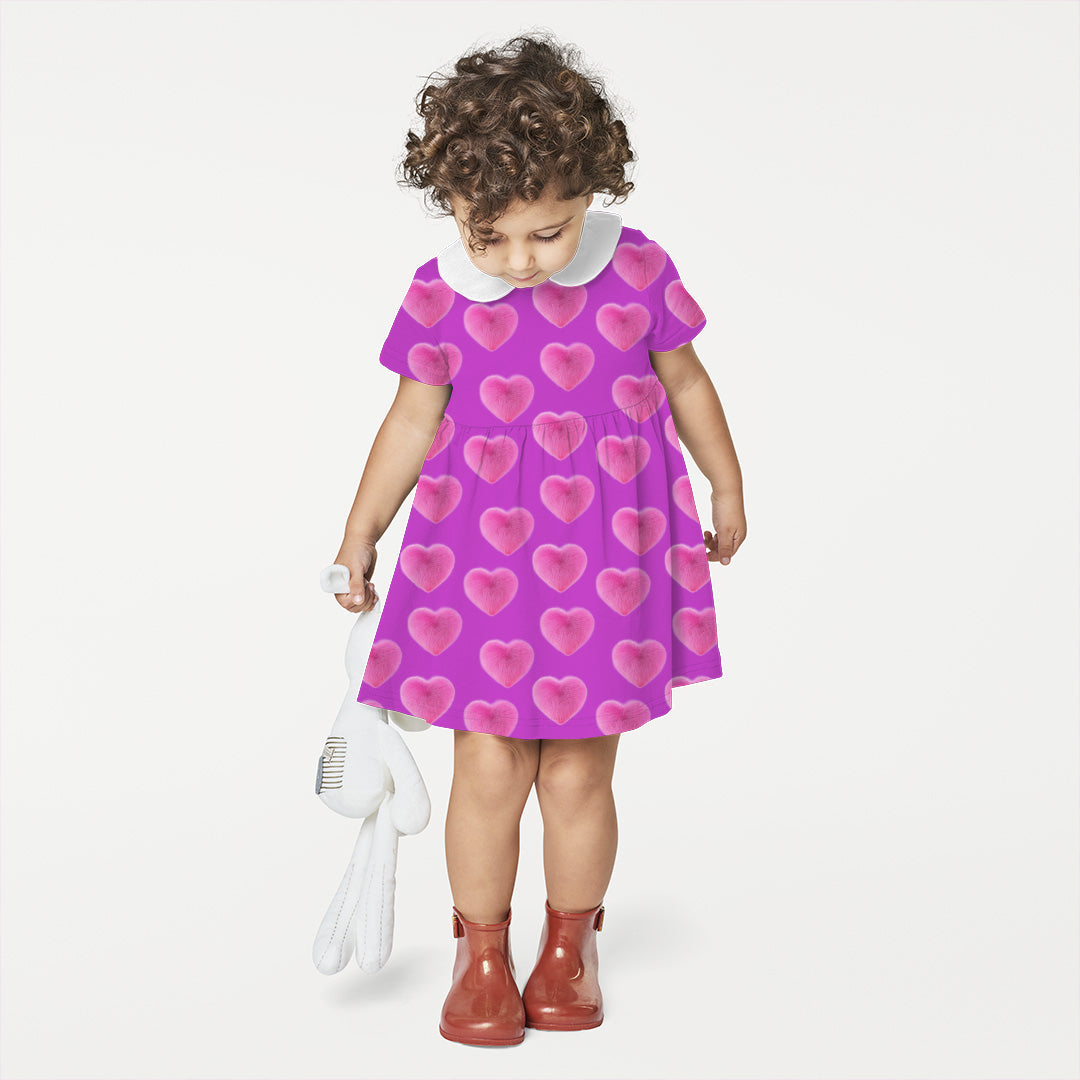 Fluffy Heart on Lilac Fabric