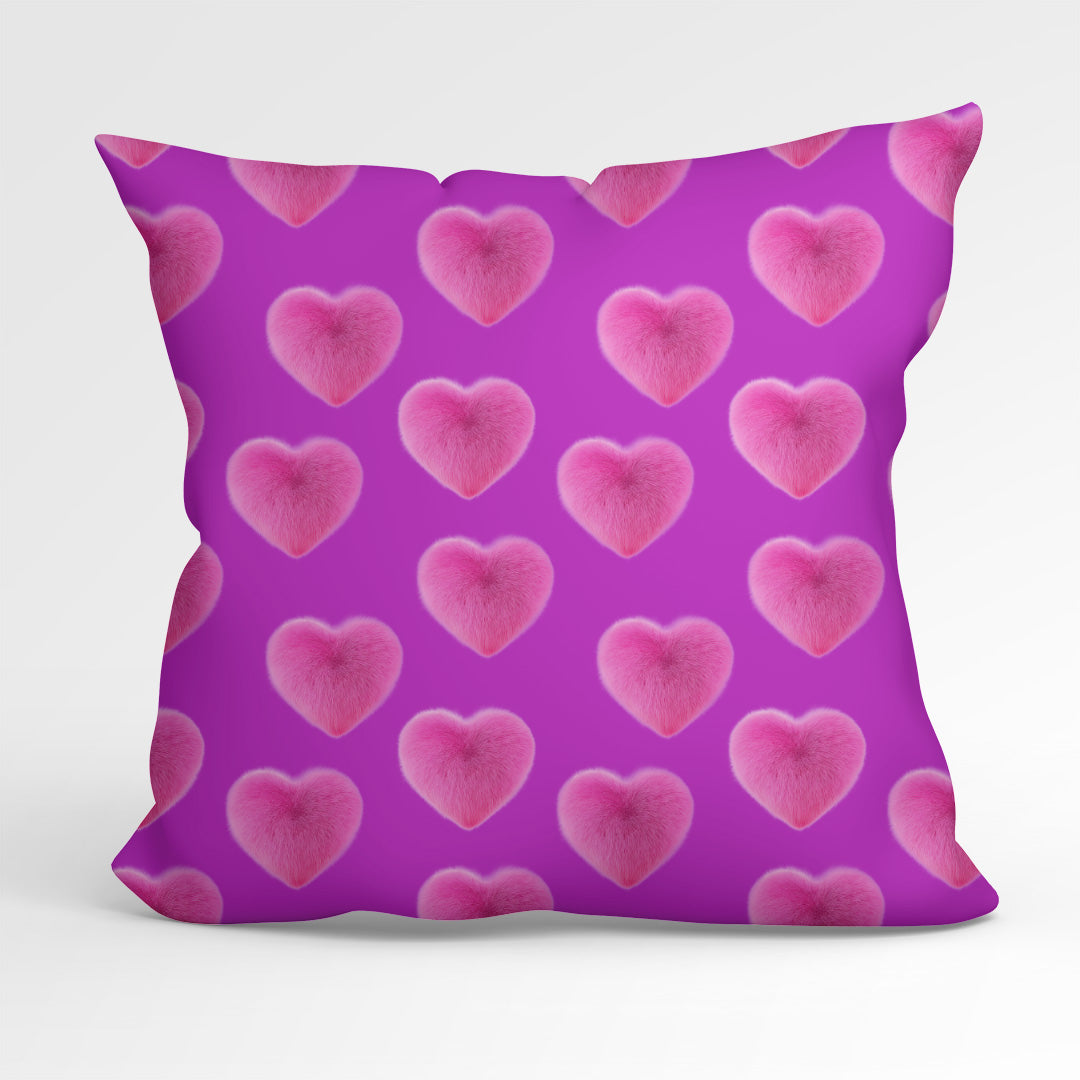 Fluffy Heart on Lilac Fabric