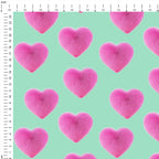 Fluffy Heart on Mint Fabric