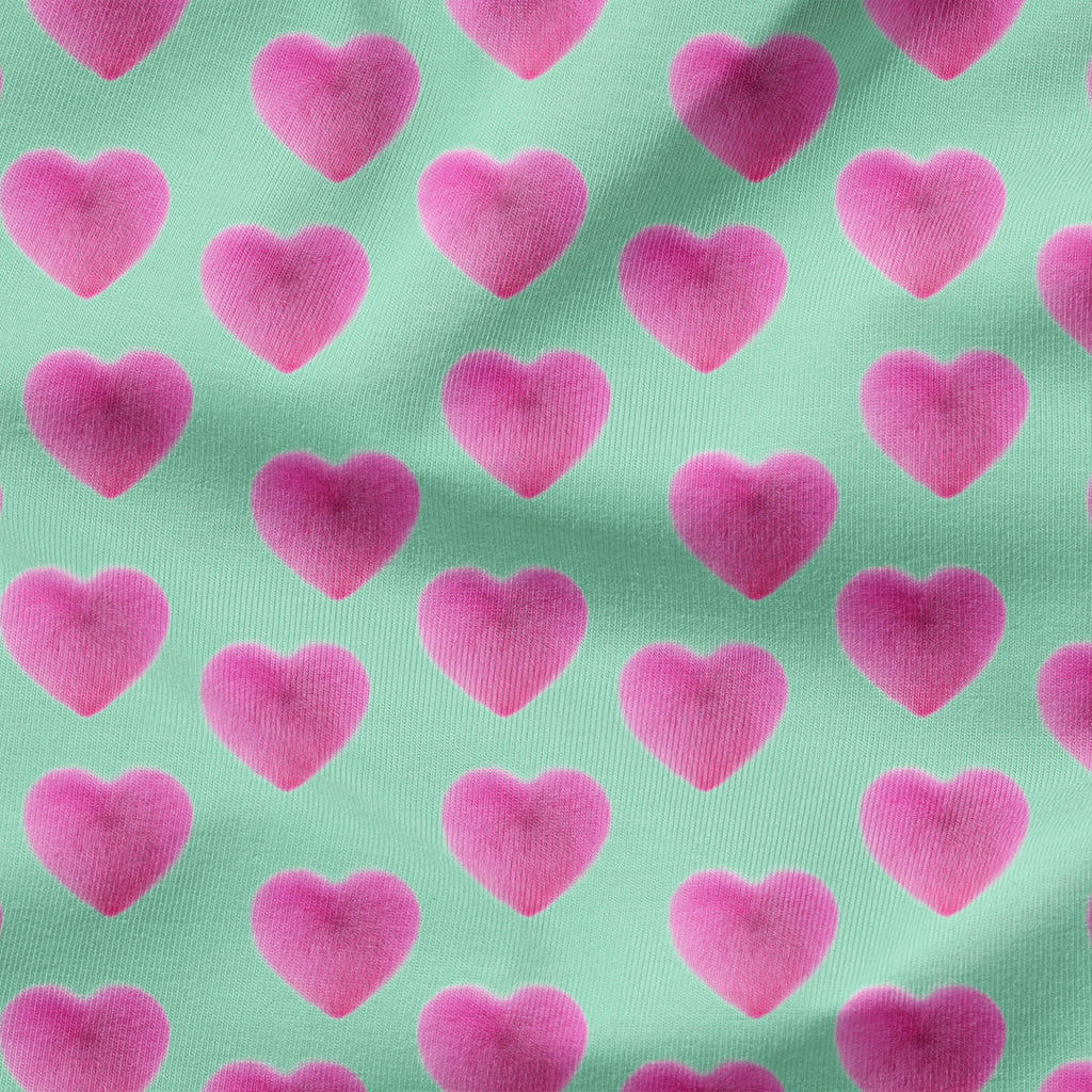 Fluffy Heart on Mint Fabric
