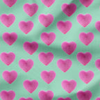 Fluffy Heart on Mint Fabric
