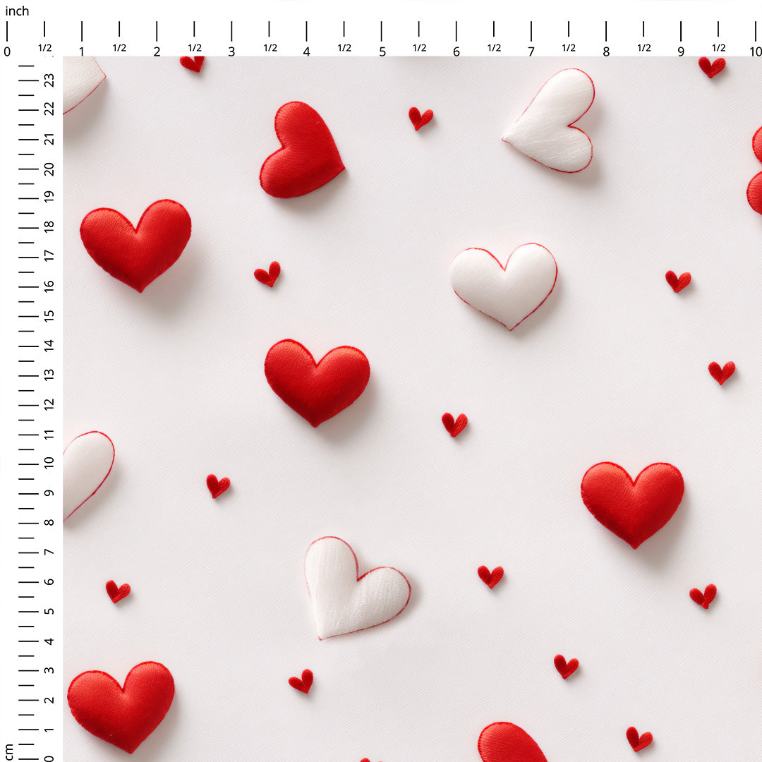 Red and White Hearts on Fabric