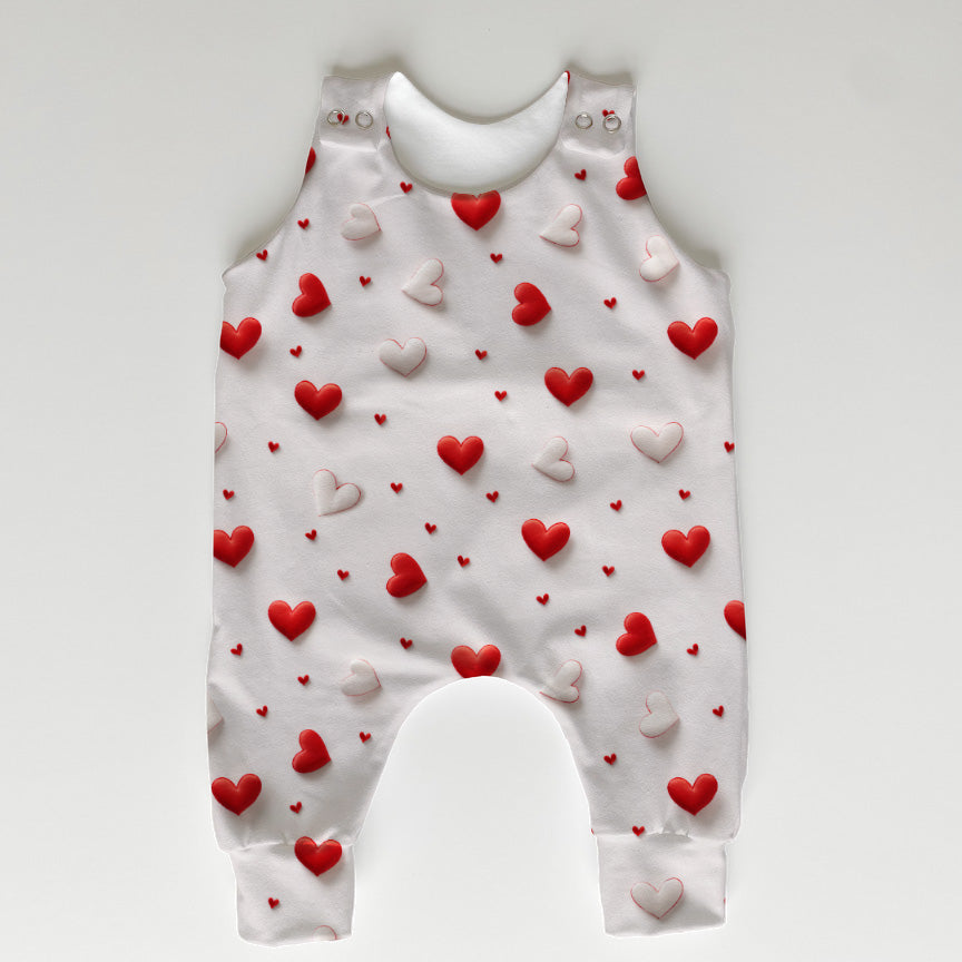 Red and White Hearts on Fabric