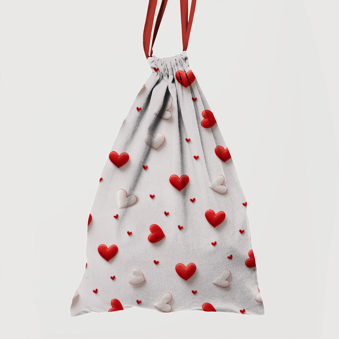 Red and White Hearts on Fabric