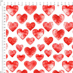 Watercolour Red Hearts Fabric