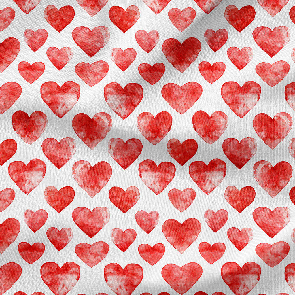 Watercolour Red Hearts Fabric