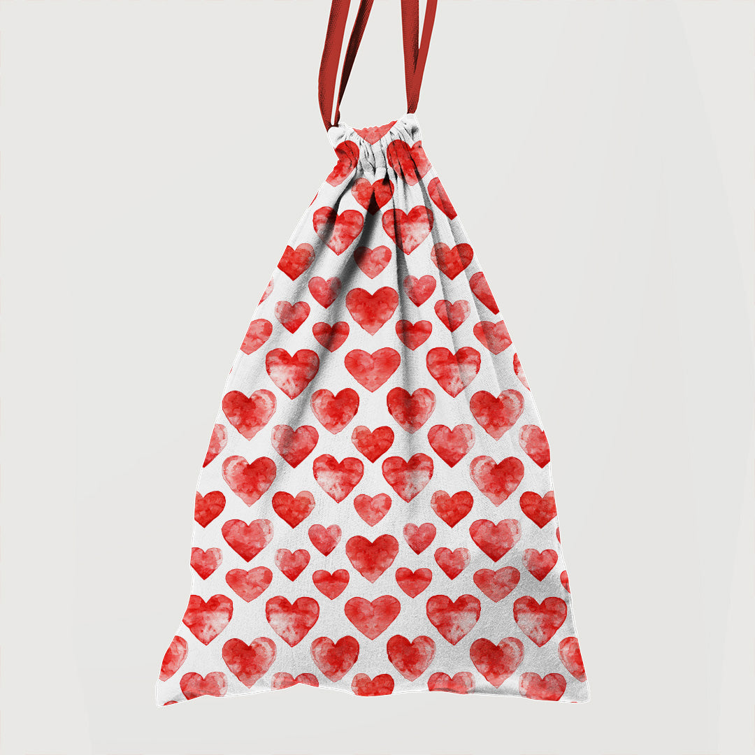 Watercolour Red Hearts Fabric