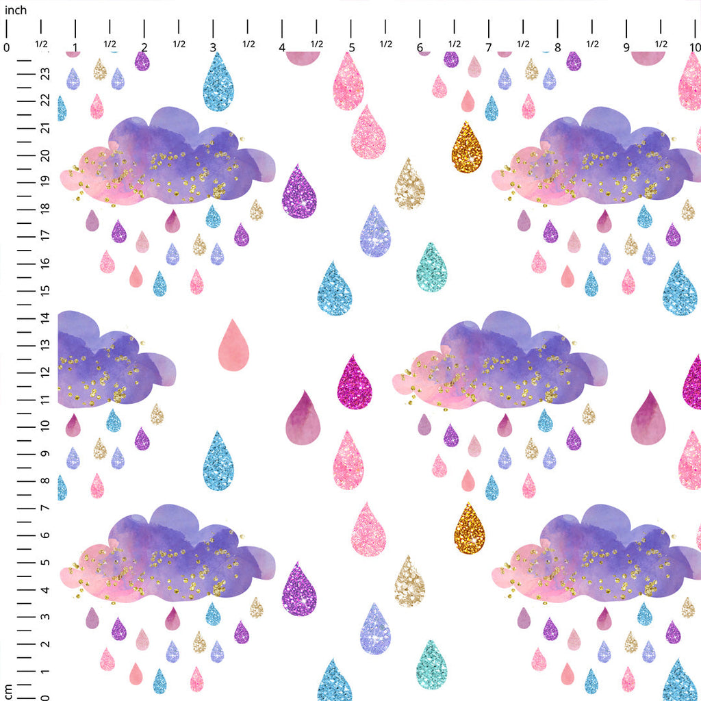 Unicorn Clouds White Fabric