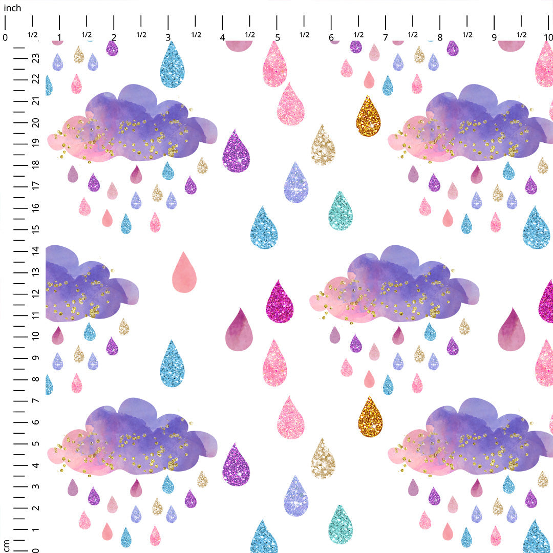 Unicorn Clouds White Fabric
