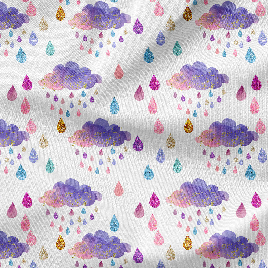 Unicorn Clouds White Fabric