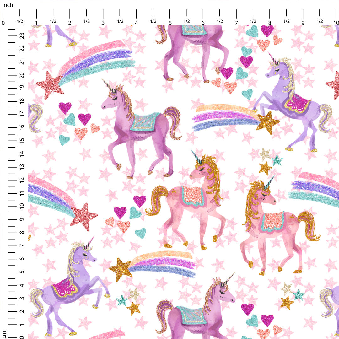 Unicorn Magic White Fabric