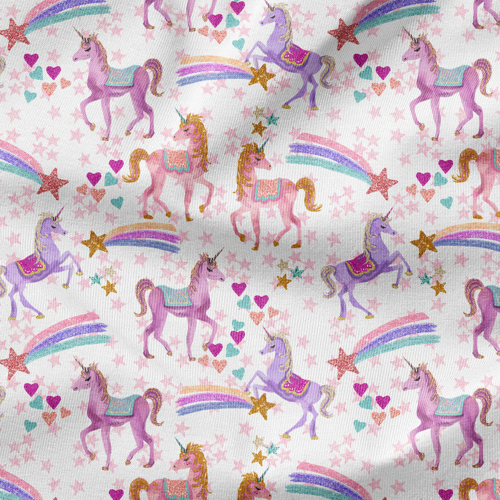 Unicorn Magic White Fabric