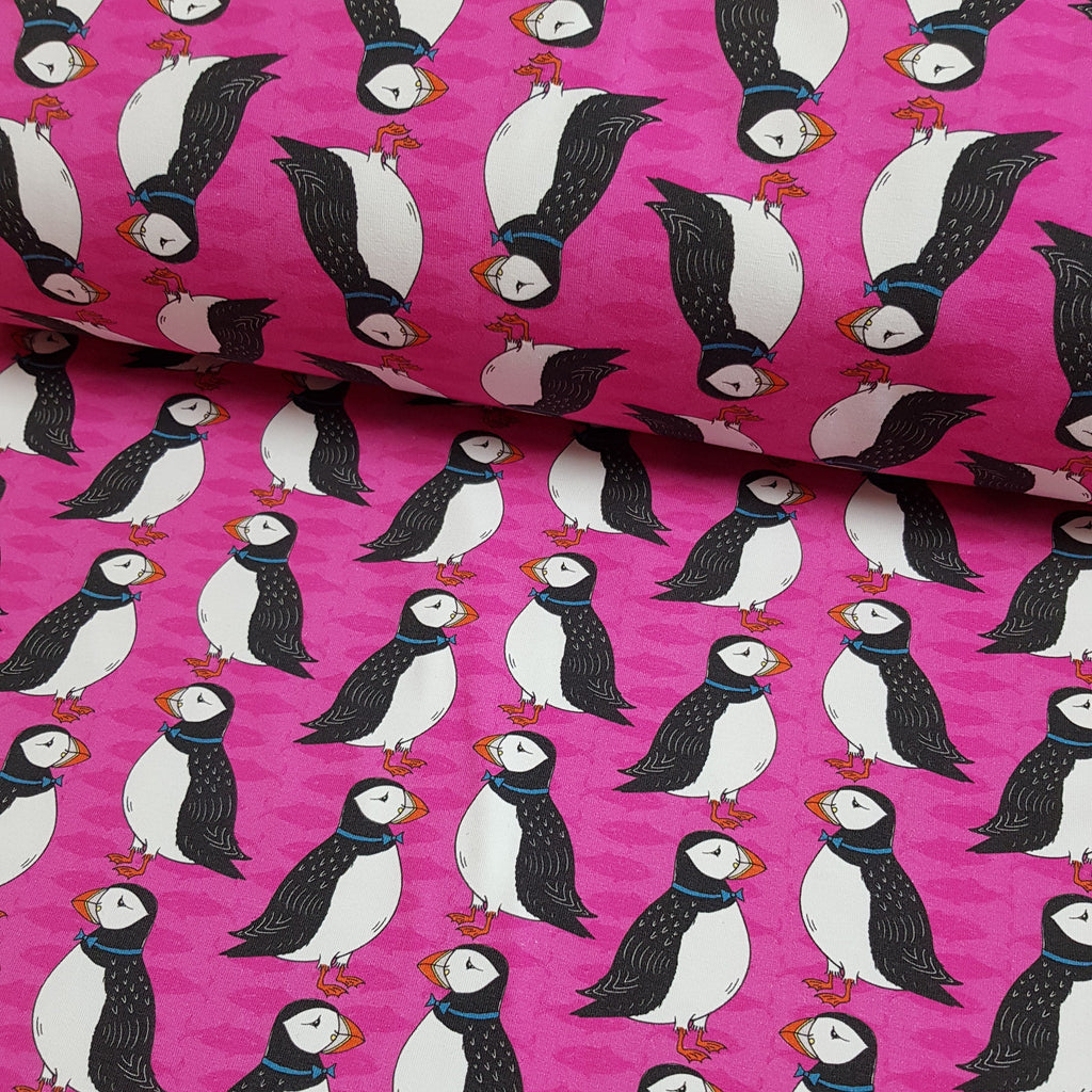 Puffins Pink Fabric
