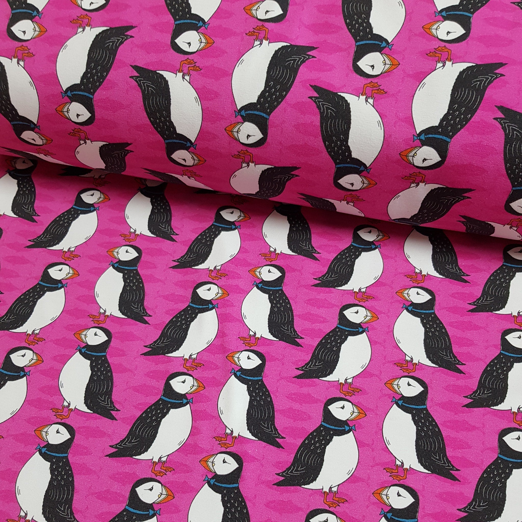 Puffins Pink Fabric