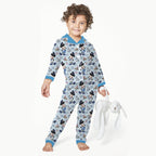 Steamboat Willie Cartoon Blue Checks Fabric