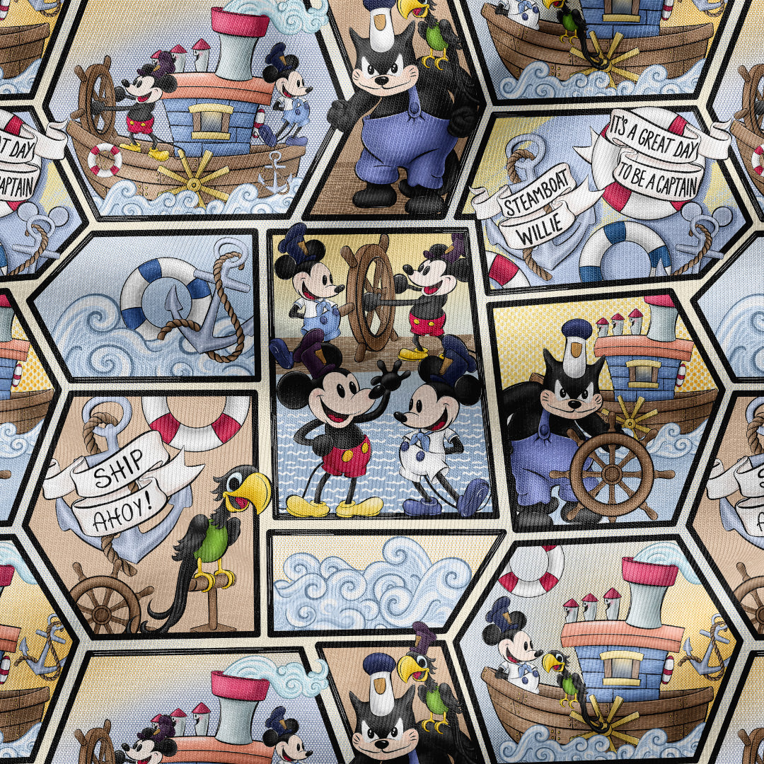 Steamboat Willie Comic Book Fabric
