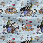 Steamboat Willie Ship Blue Stripes Fabric