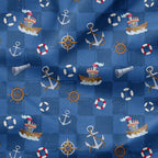 Steamboat Willie Dark Blue Checks Fabric