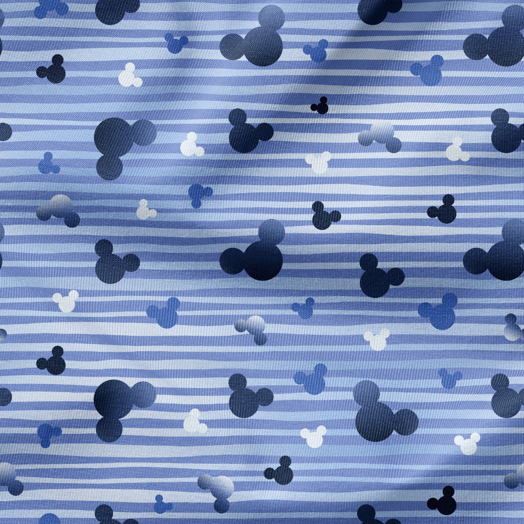 Steamboat Willie Cartoon Blue Stripes Fabric