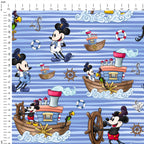 Steamboat Willie Captain and Friends Stripes Fabric