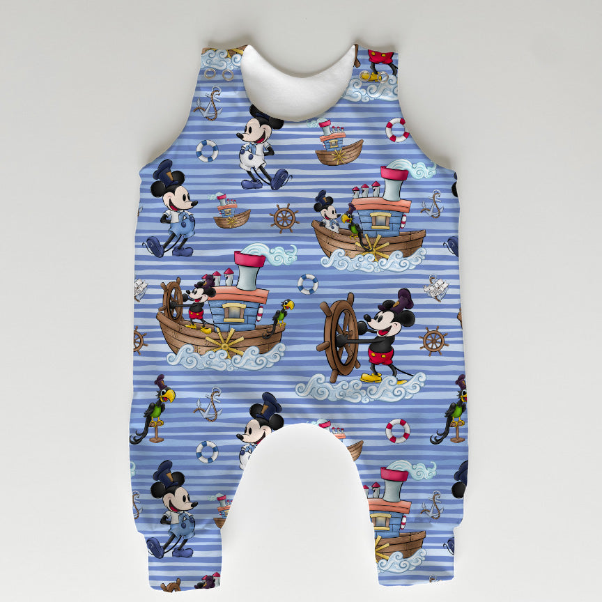 Steamboat Willie Captain and Friends Stripes Fabric