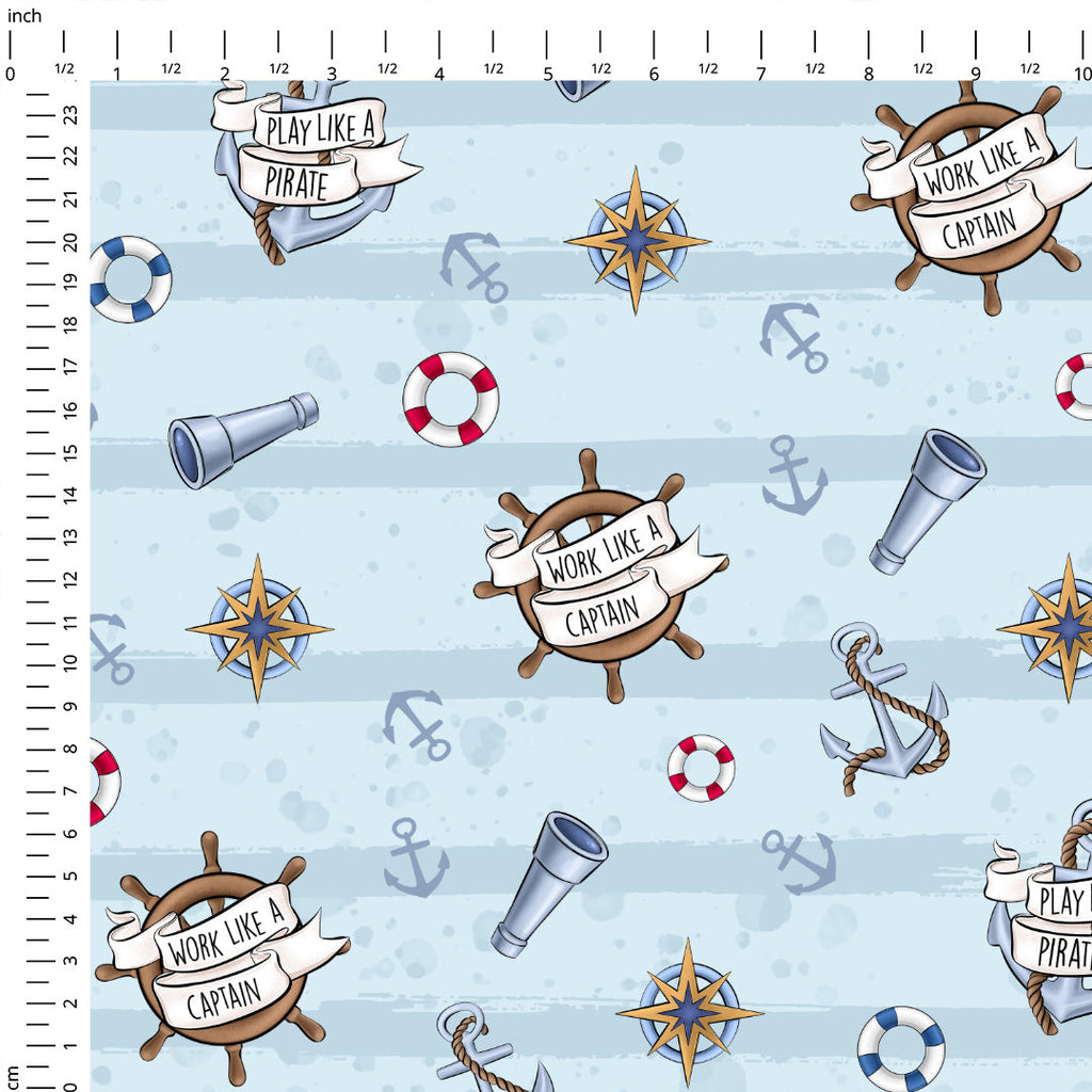Steamboat Willie Light Blue Stripes Fabric