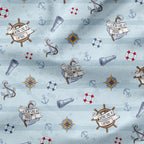 Steamboat Willie Light Blue Stripes Fabric