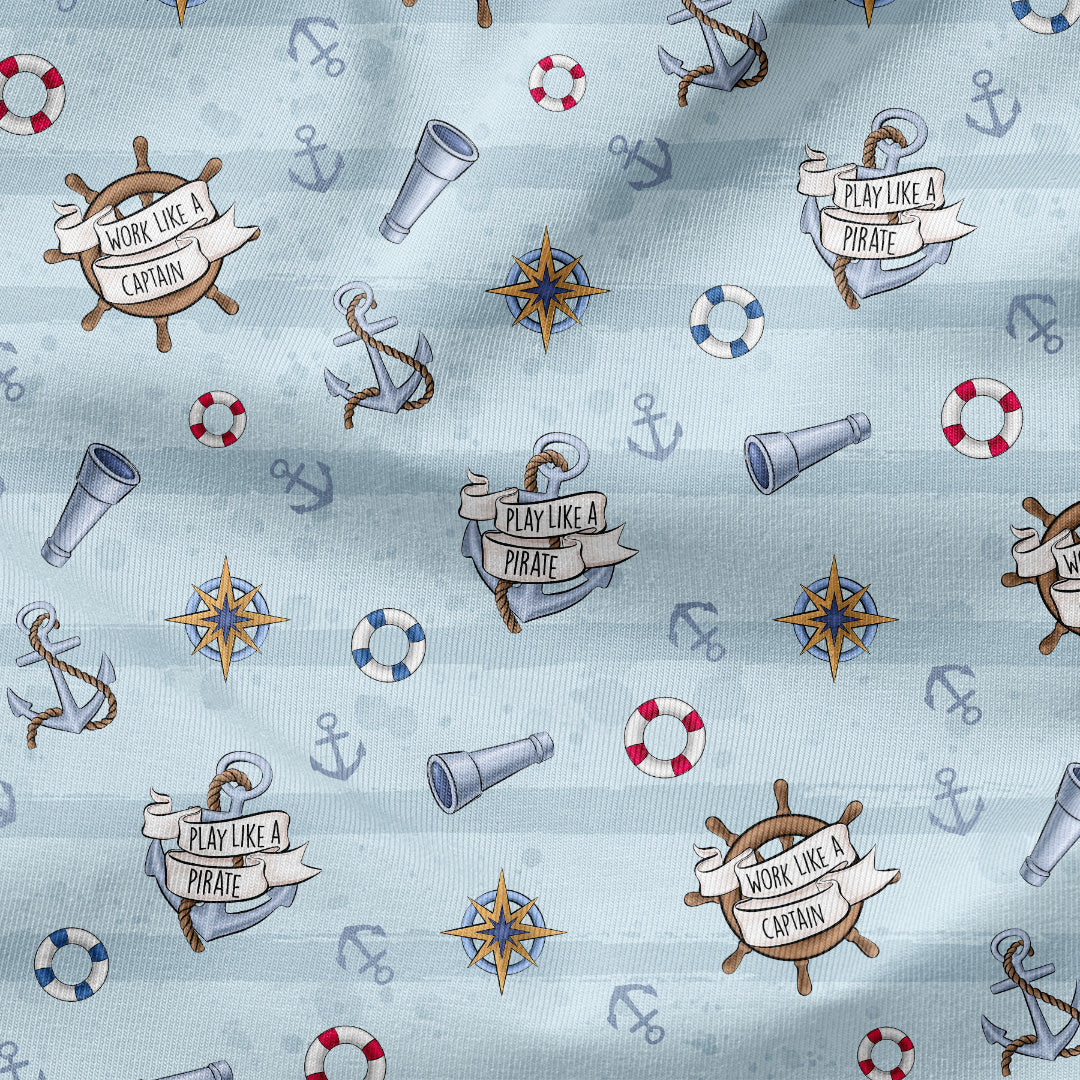 Steamboat Willie Light Blue Stripes Fabric