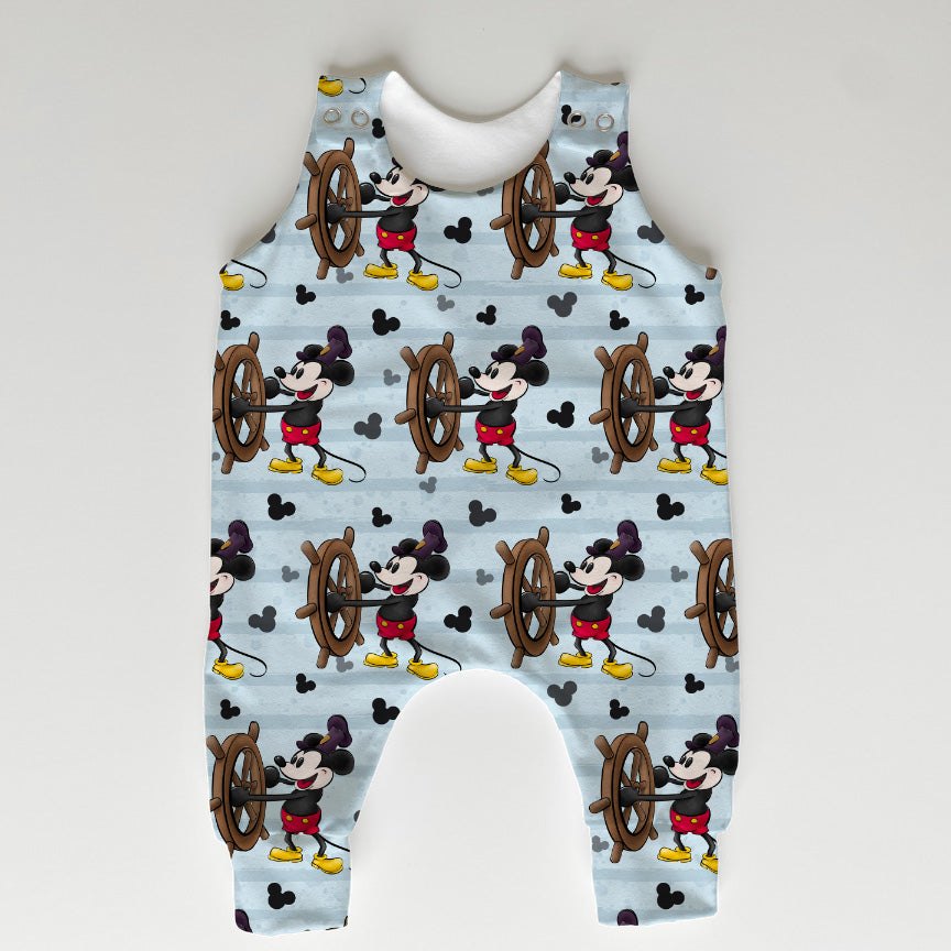Steamboat Willie Captain Light Blue Stripes Fabric