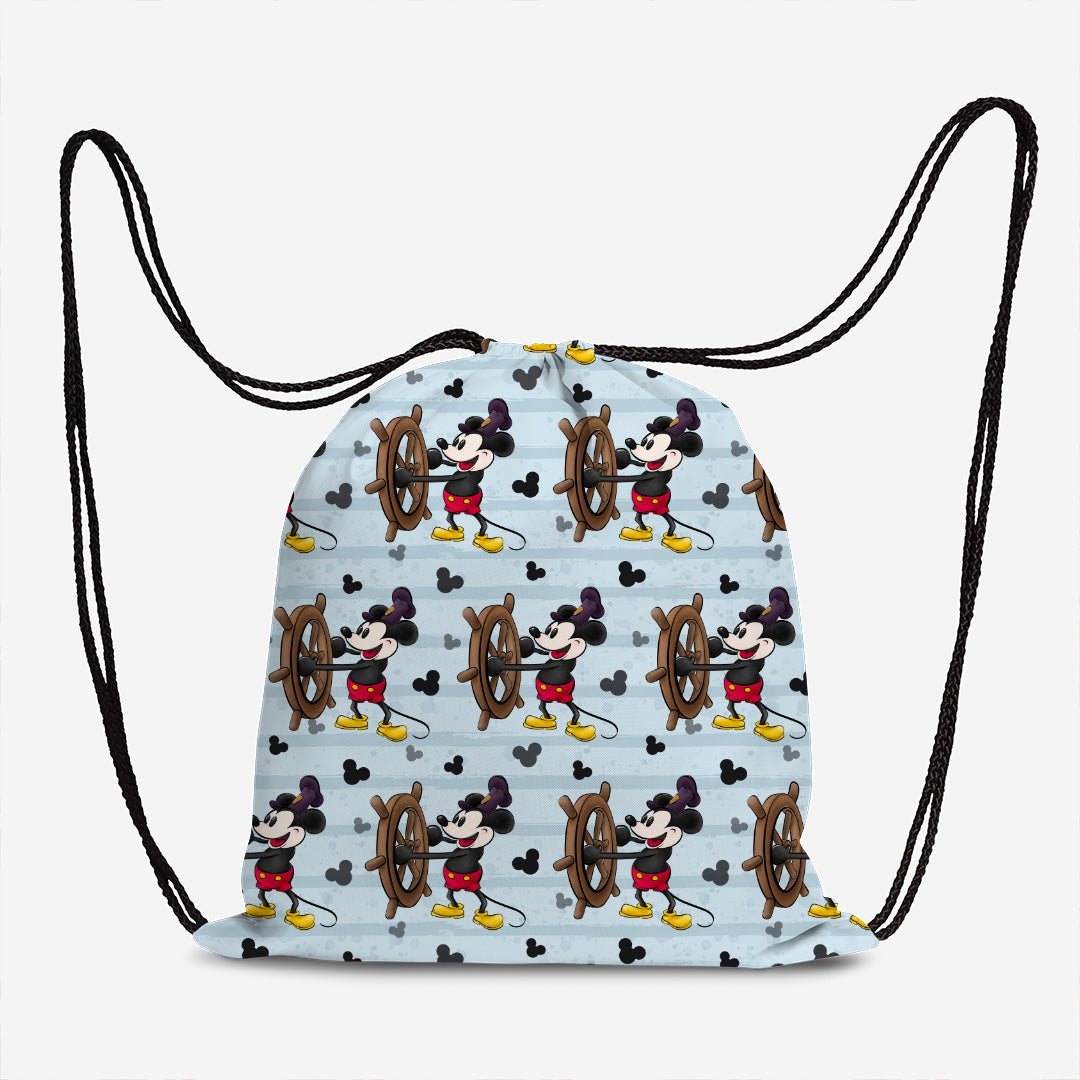 Steamboat Willie Captain Light Blue Stripes Fabric