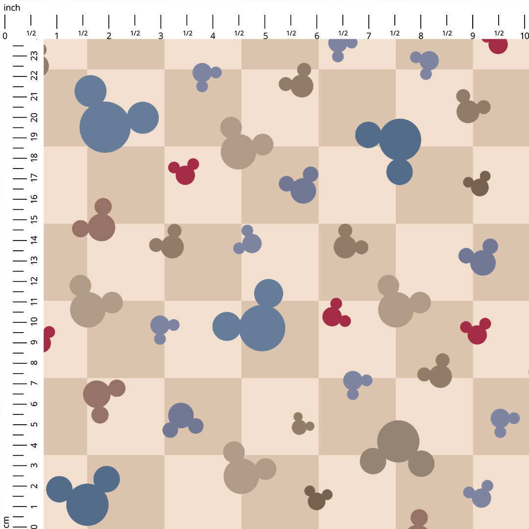 Steamboat Willie Beige Checks Fabric
