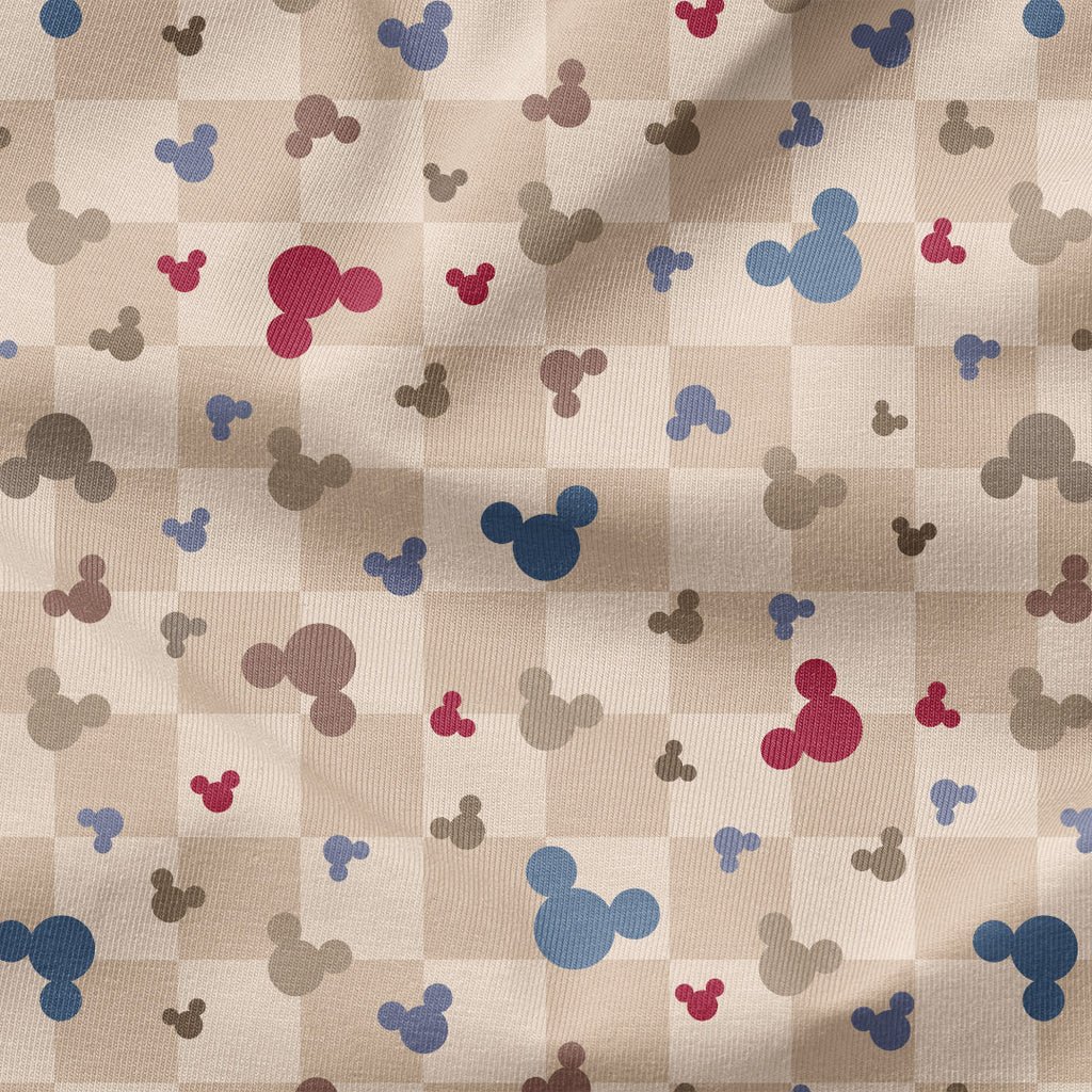 Steamboat Willie Beige Checks Fabric
