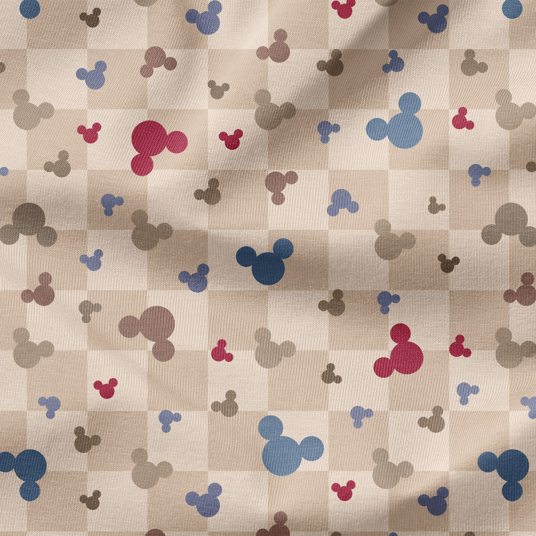 Steamboat Willie Beige Checks Fabric