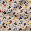 Steamboat Willie Cartoon Beige Checks Fabric