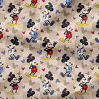 Steamboat Willie Cartoon Beige Checks Fabric