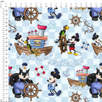 Steamboat Willie Blue Checks Ship Fabric