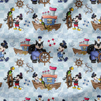 Steamboat Willie Blue Checks Ship Fabric