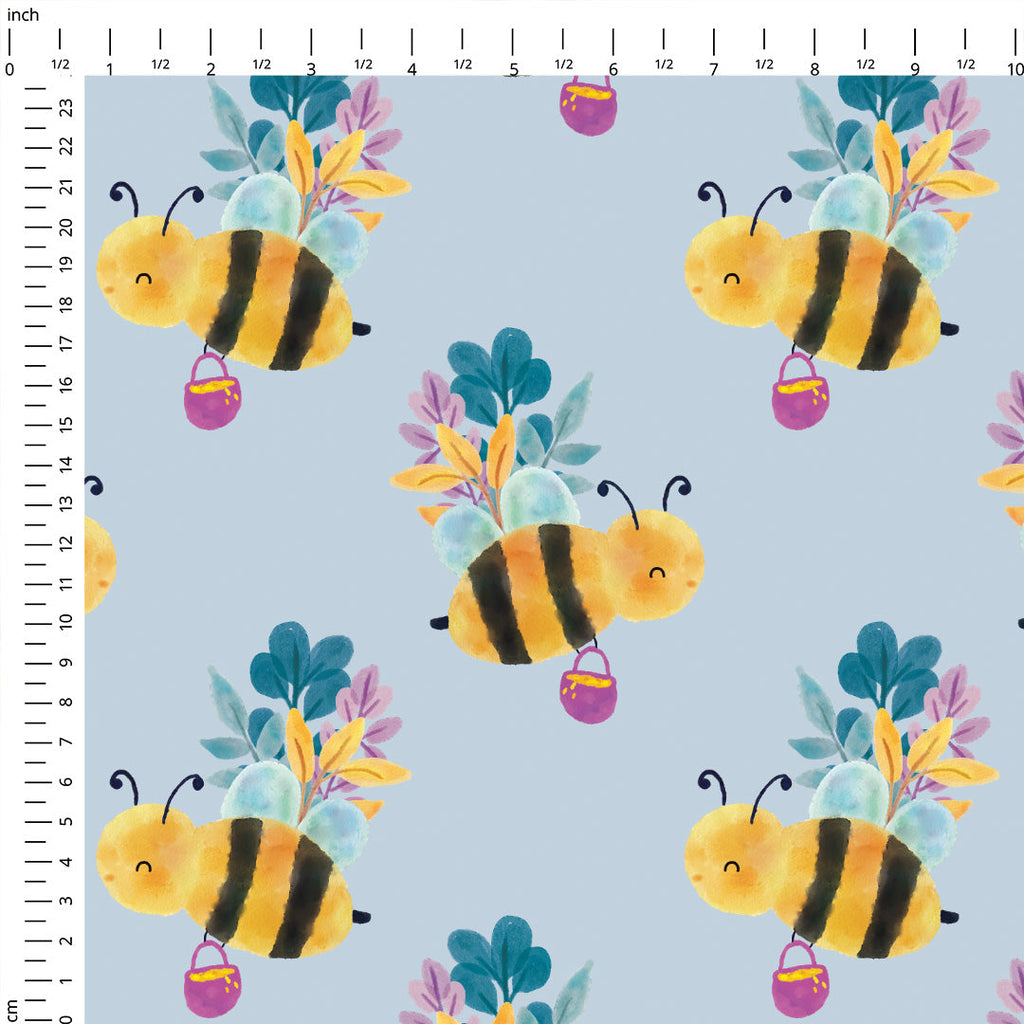Busy Bee Blue Fabric
