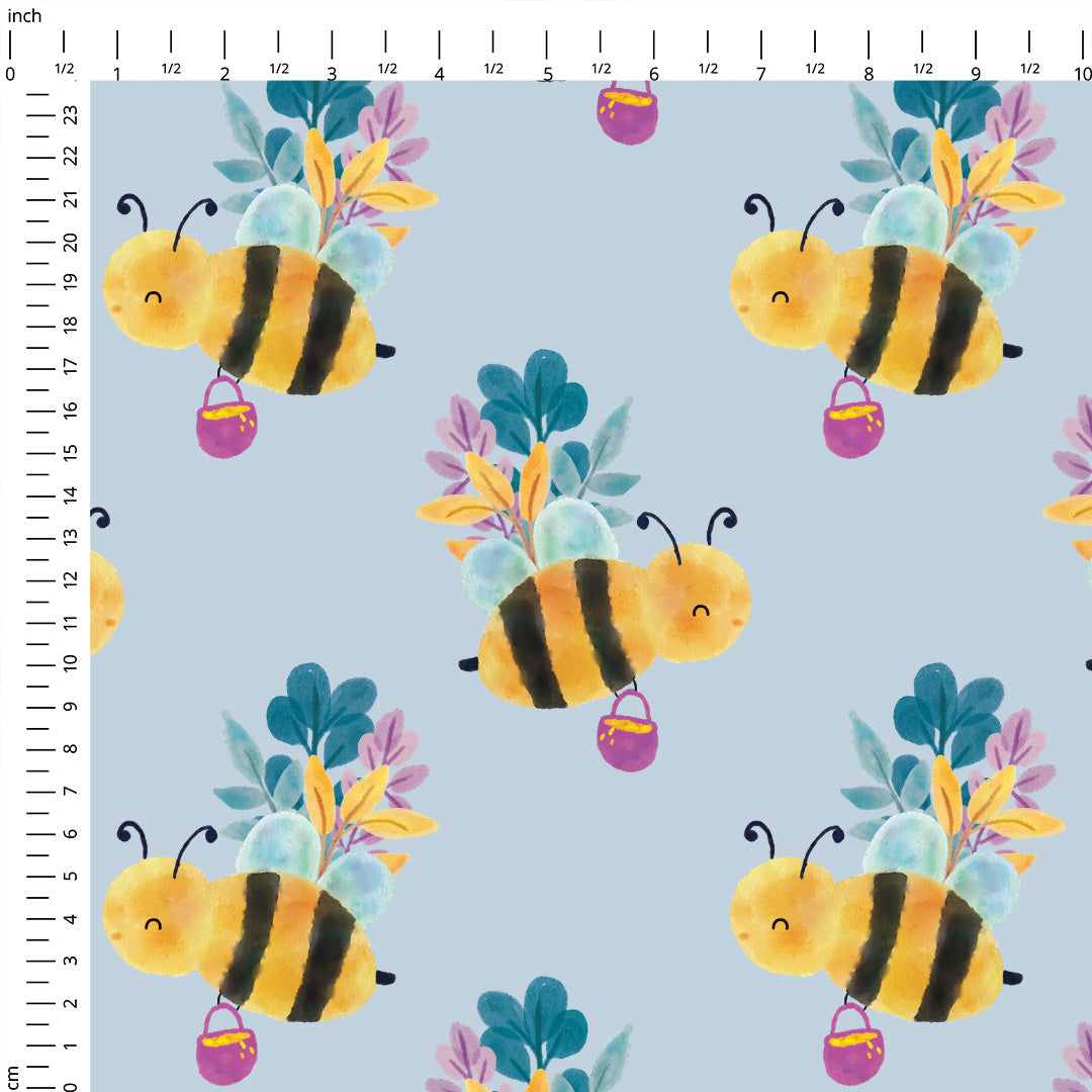 Busy Bee Blue Fabric